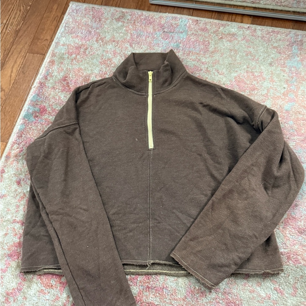 Aerie Brown Zip-Up Sweater
